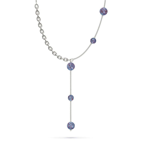 Indigo | Argent | Suspension double cascade de verre Firefly